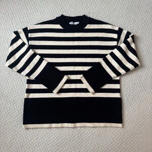 Zara Black and white cream striped sweater